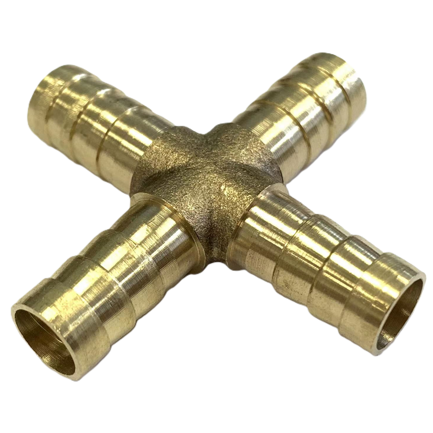 10mm Brass Barbed Cross Hose Joiner