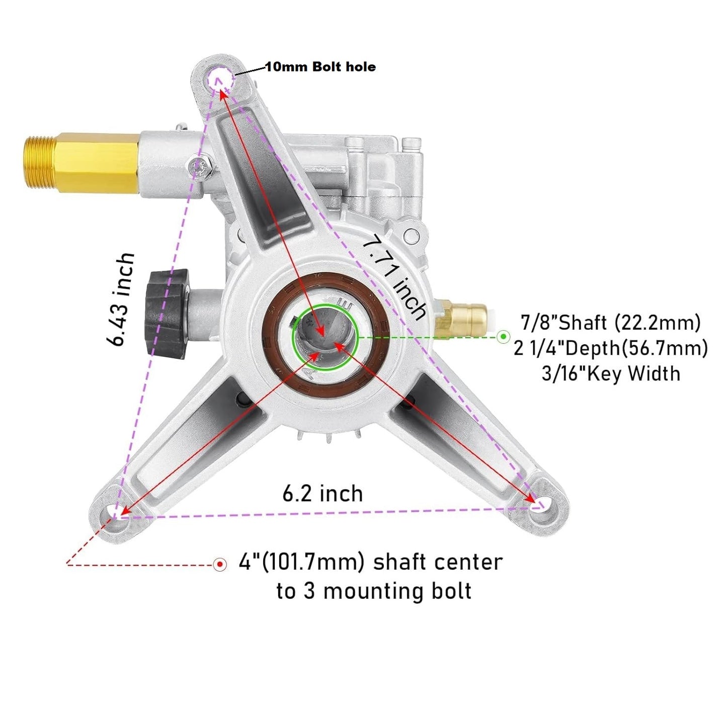 3000 PSI Vertical Pressure Washer Pump Unit Fits 7/8 Inch Inch Shaft