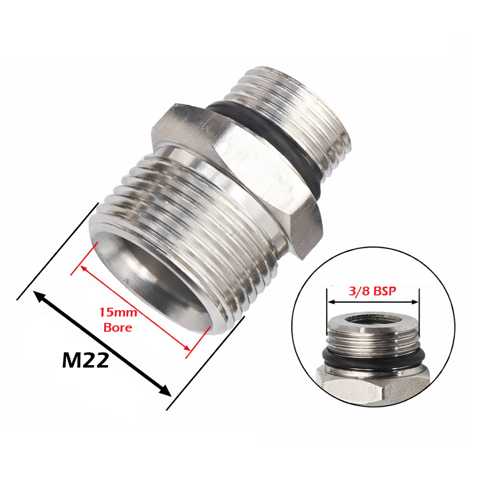 Pressure Washer Fitting Adapter M22 - 3/8 Inch BSP