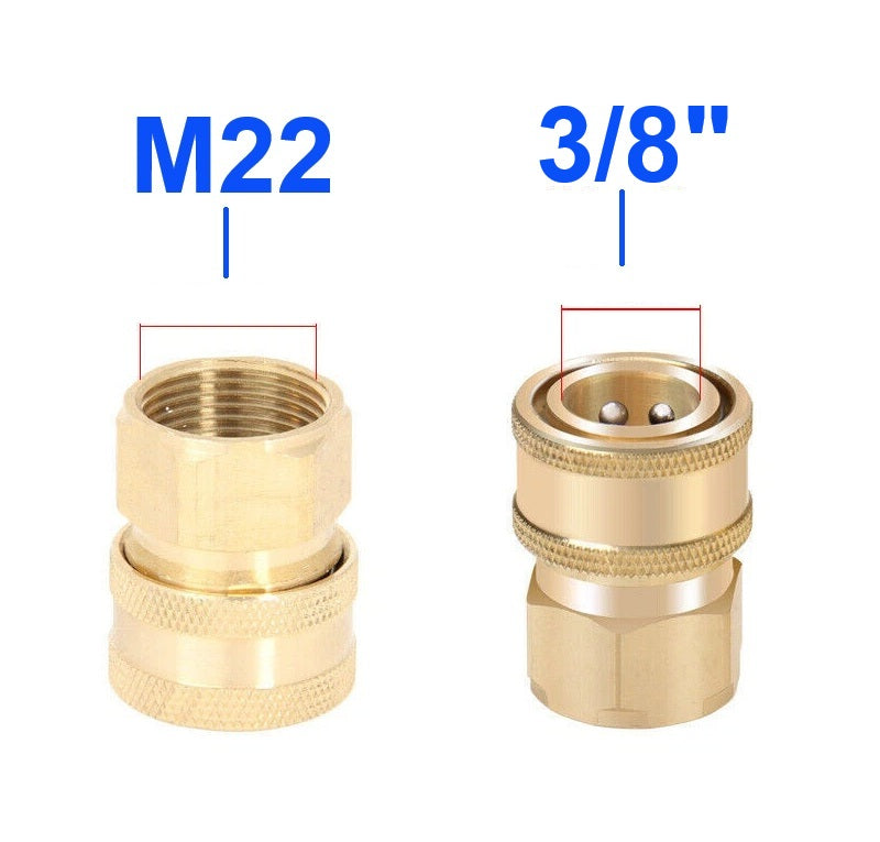 Pressure Washer Fitting Adapter Set M22 - 3/8 Inch Quick Connect