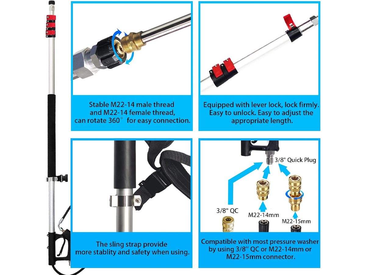 6.4m Pressure Washer Telescopic Wand Attachment