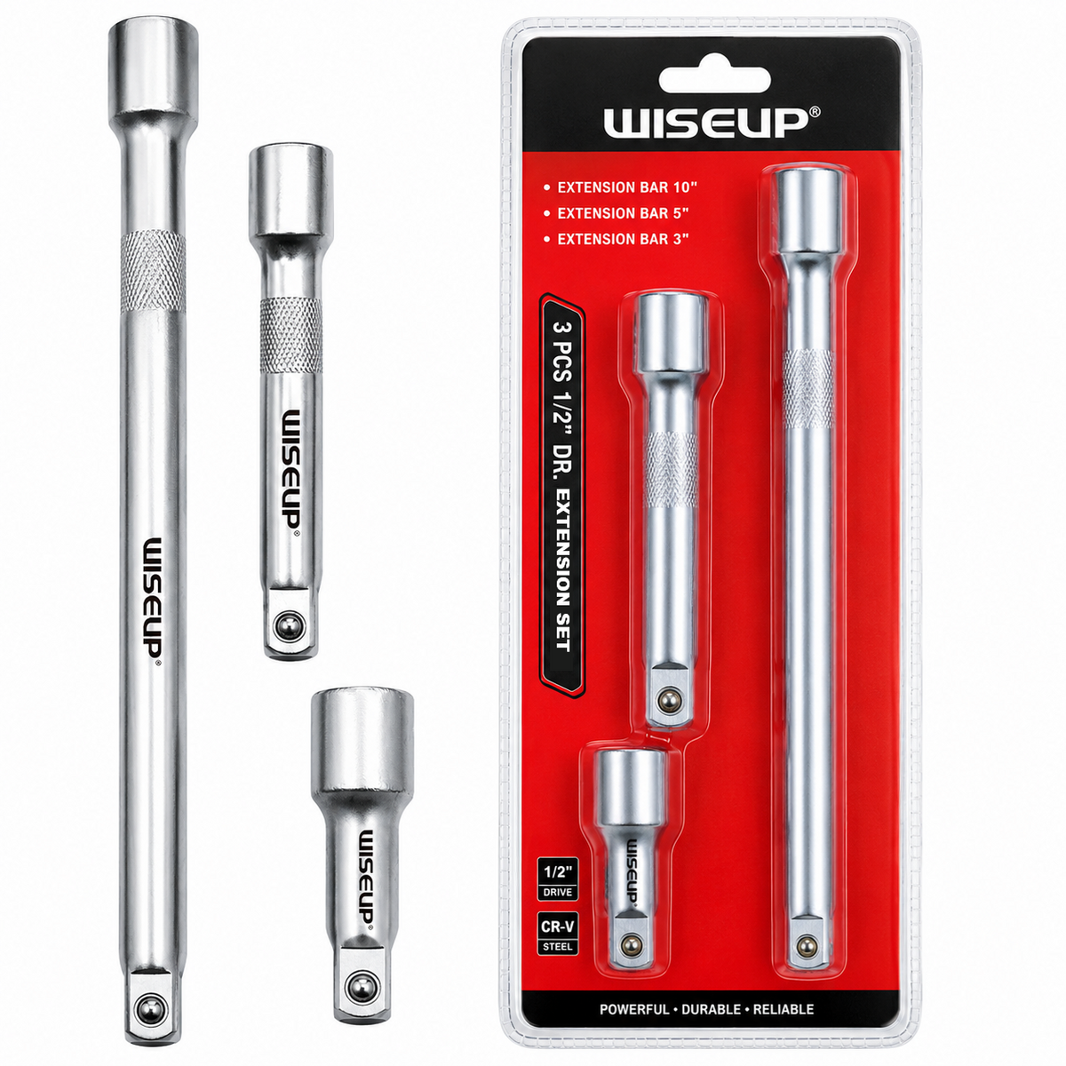 WISEUP 1/2 Inch Drive Socket Extension Bar Set