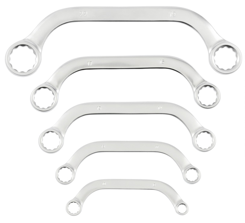 WISEUP C-Type Half Moon Metric Double Ring Spanner Set - 5 Piece