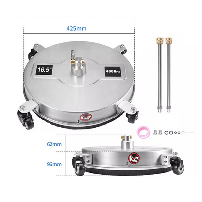 16.5 Inch 4000 PSI Stainless Steel Pressure Washer Surface Cleaner Attachment