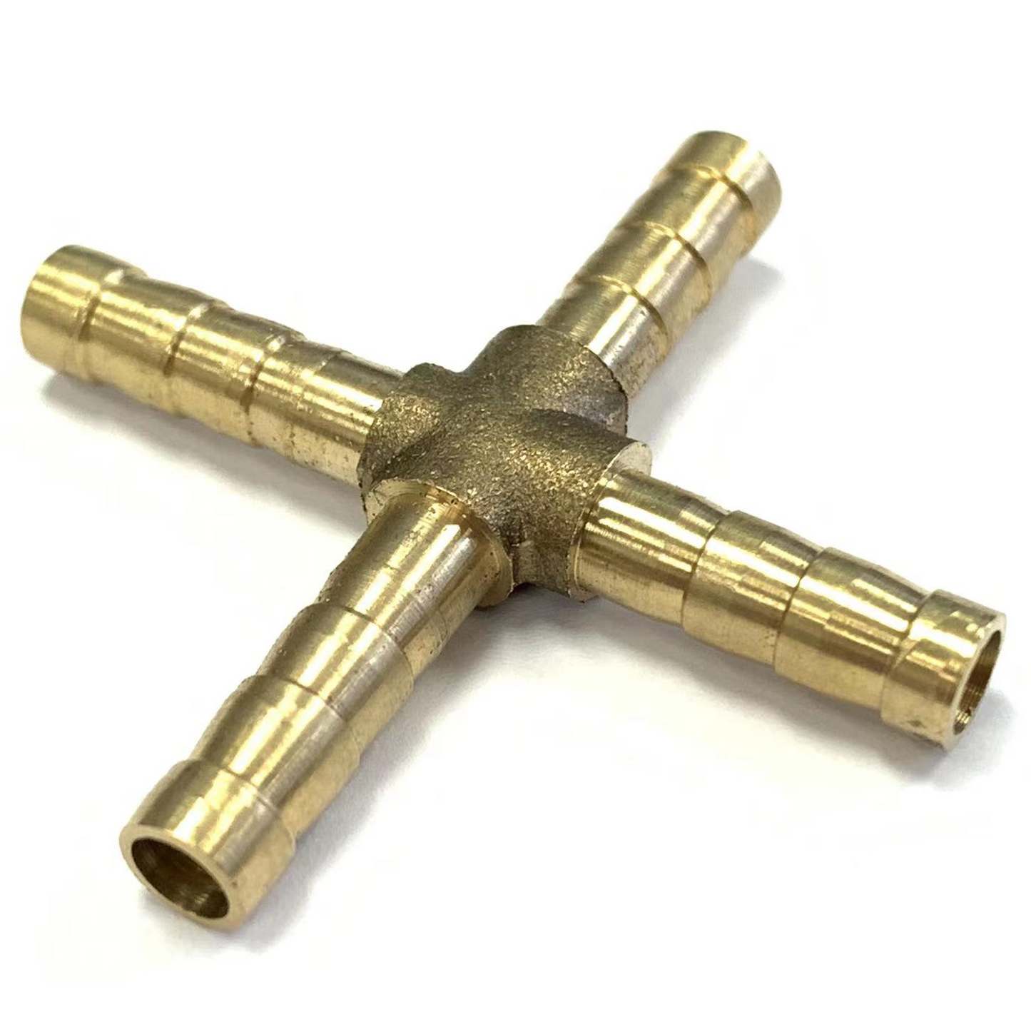 6mm Brass Barbed Cross Hose Joiner