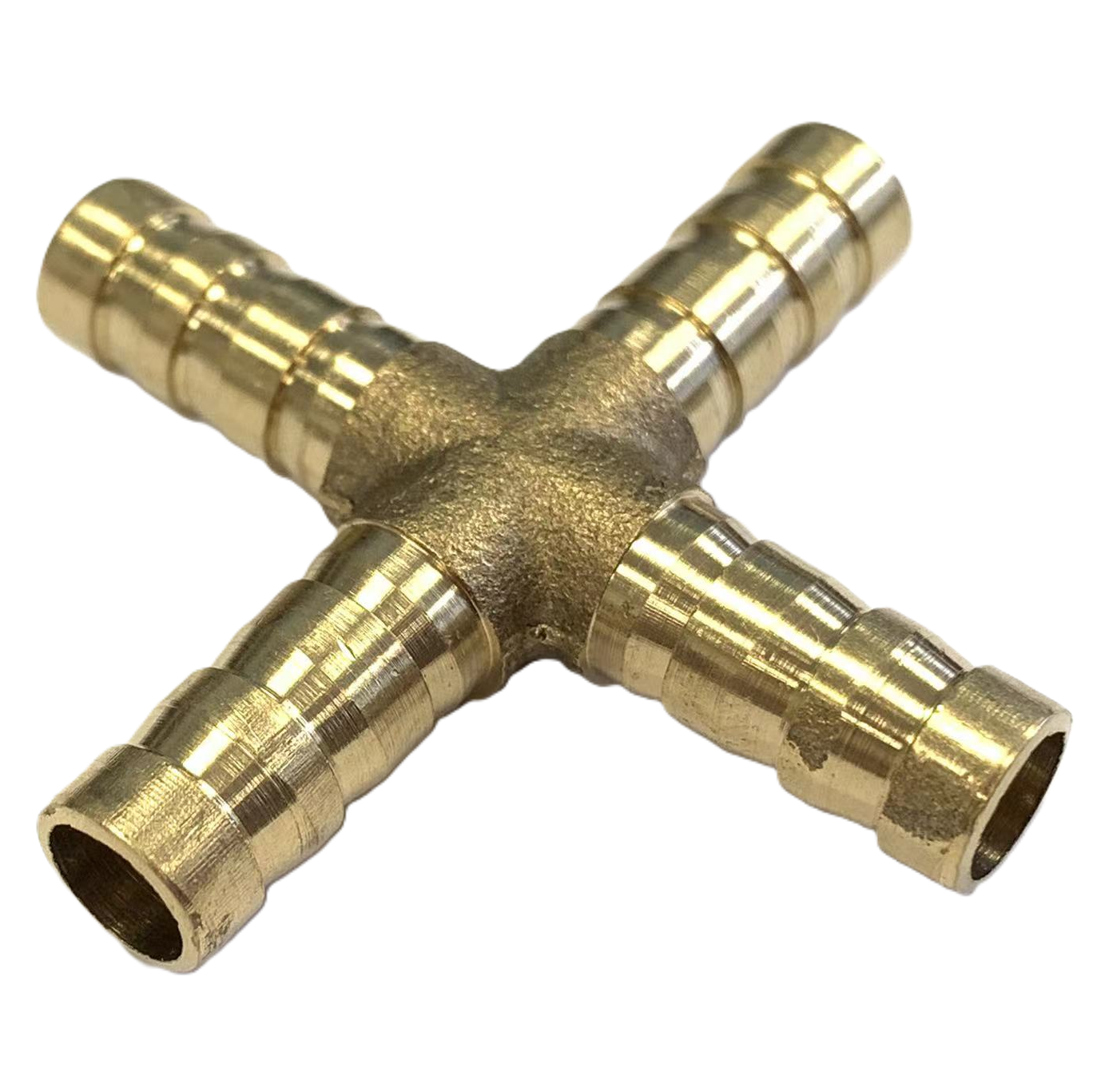 8mm Brass Barbed Cross Hose Joiner