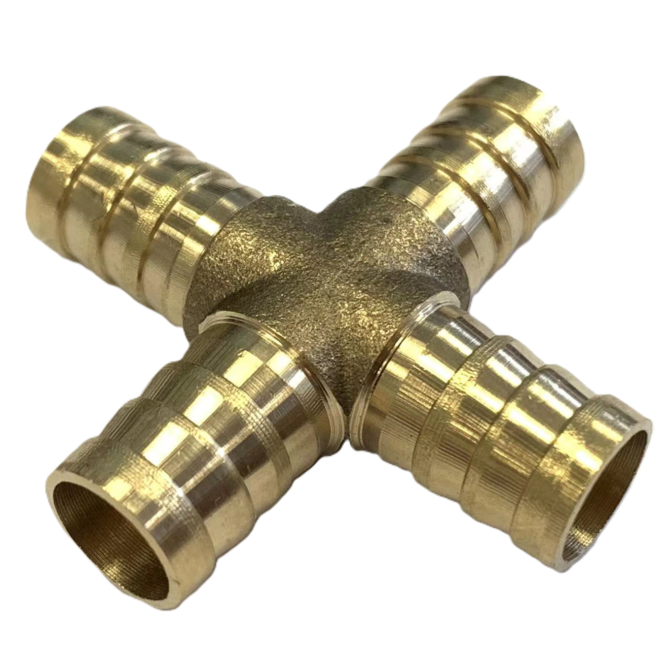12mm Brass Barbed Cross Hose Joiner
