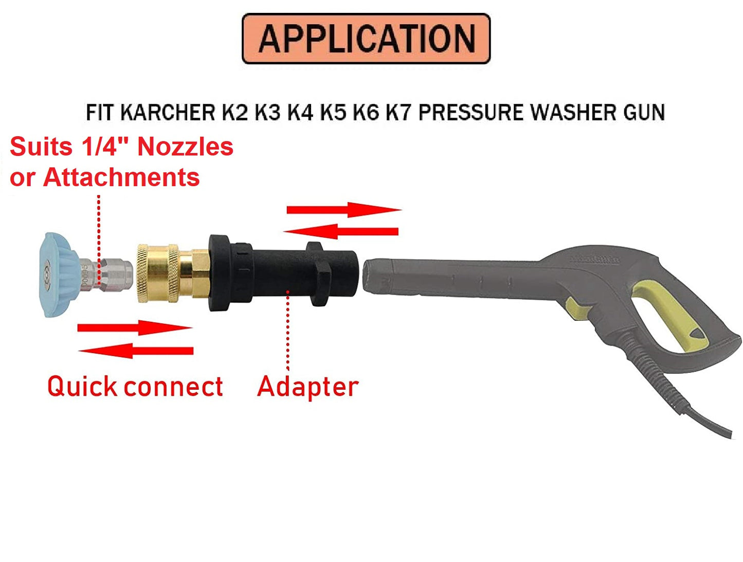 Karcher Pressure Washer Adapter K2 - K7 to 1/4 Inch Quick Connect
