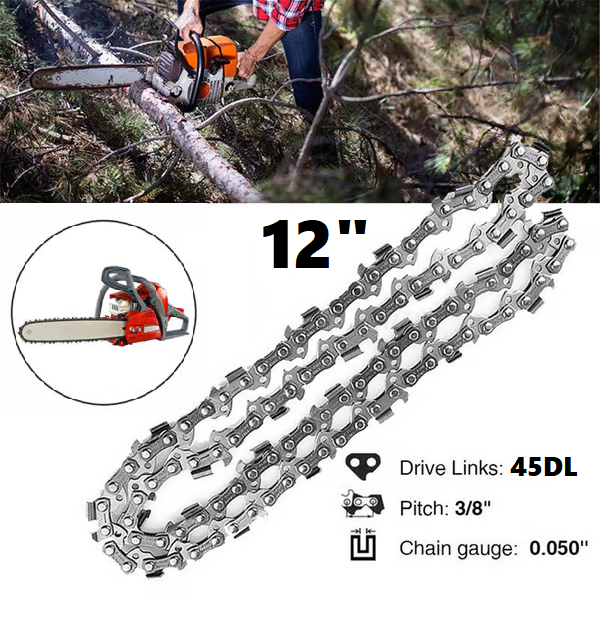 12" 3/8" Pitch 0.050" Gauge 45 Link Chainsaw Chain