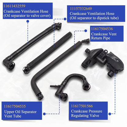 BMW 3,5,7,MXE PCV Crankcase Vent Valve Breather Hose Kit
