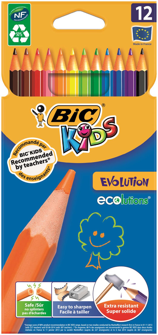 BiC Kids Evolution Colouring Pencils - 12 Pack