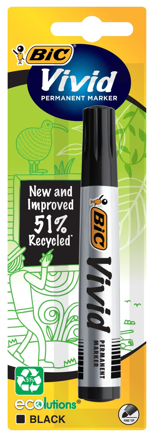 BIC Ecolutions Vivid Permanent Marker Black Bullet Tip