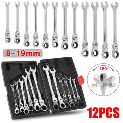 Metric Flexi Head Ratchet Spanner Set - 12 Piece