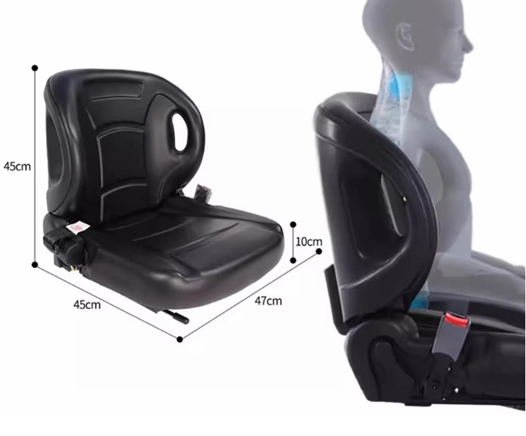 Seatbelt Fitted Adjustable Forklift and Ride On Mower Seat