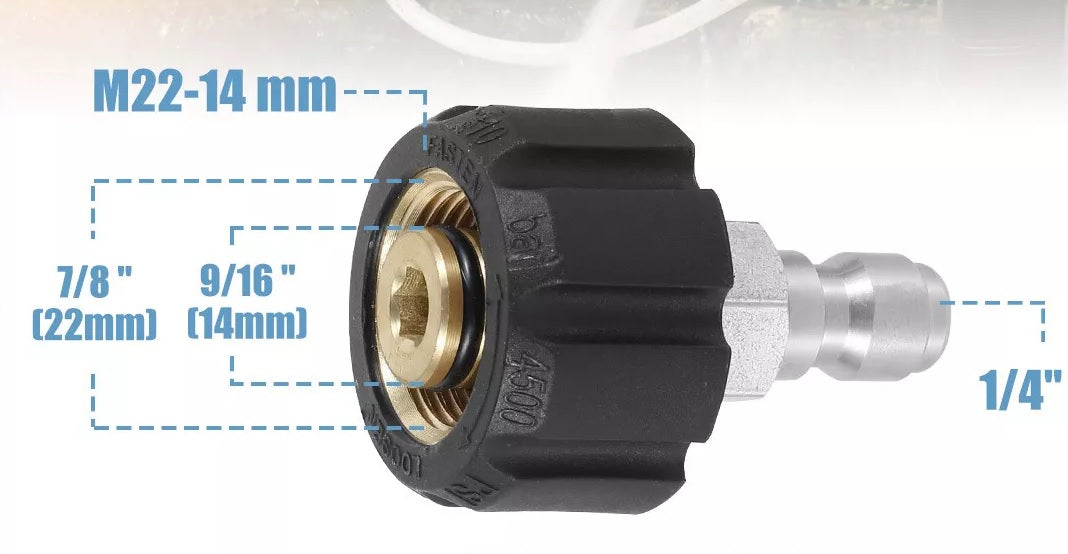 Pressure Washer Fitting Adapter M22 - 1/4 Inch Quick Connect
