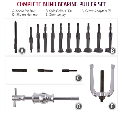Comprehensive Blind Hole Inner Bearing Slide Hammer Set