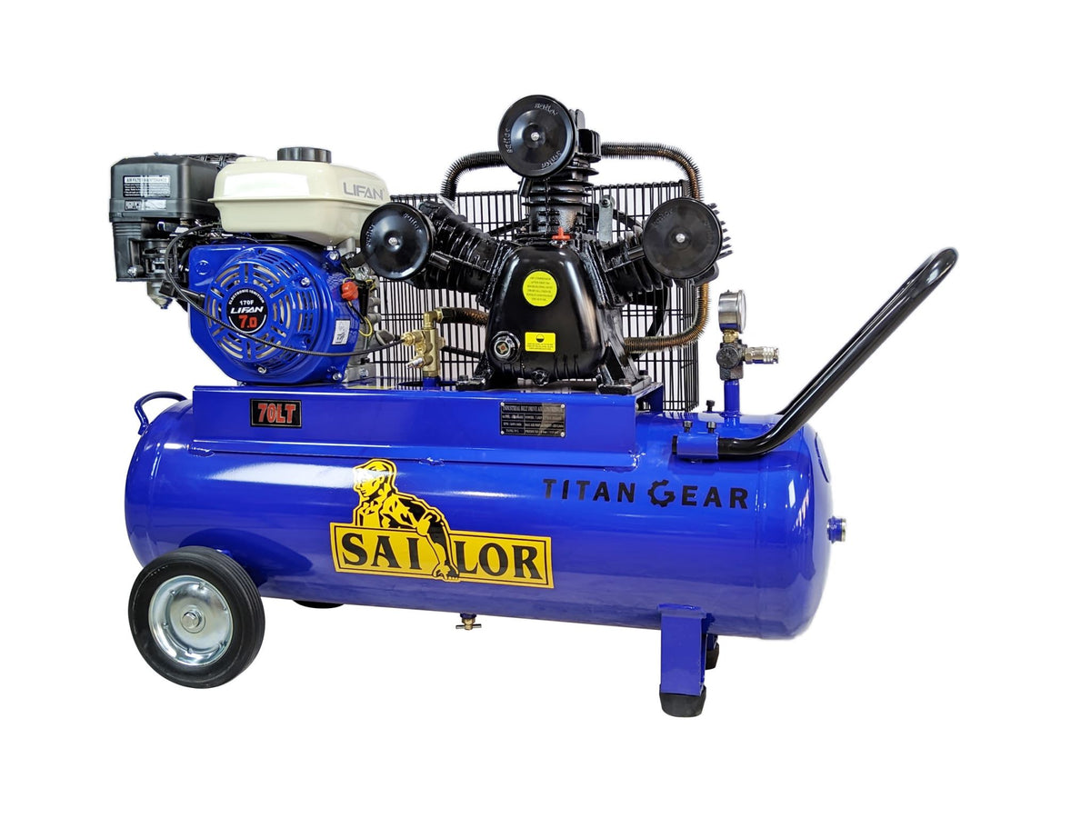 Titan Gear 70L 4-Stroke Engine Petrol Air Compressor