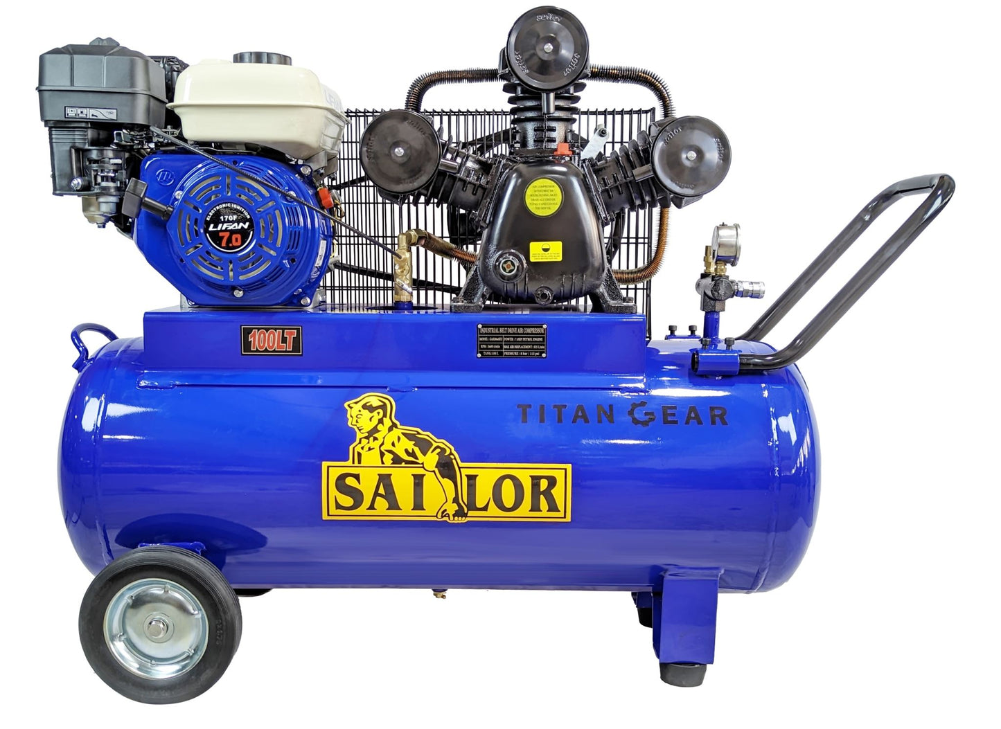 Titan Gear 100L 4-Stroke Engine Petrol Air Compressor