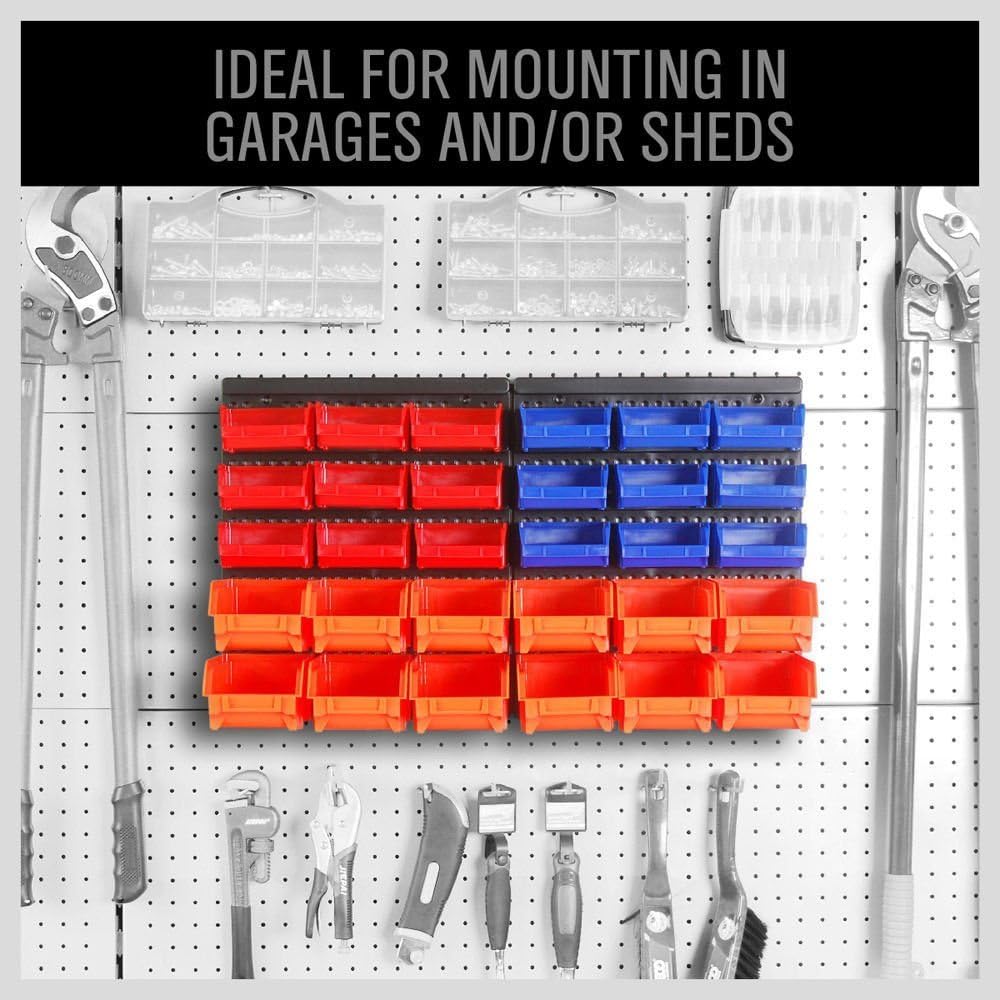 30 Storage Bin Rack - Wall Mounted