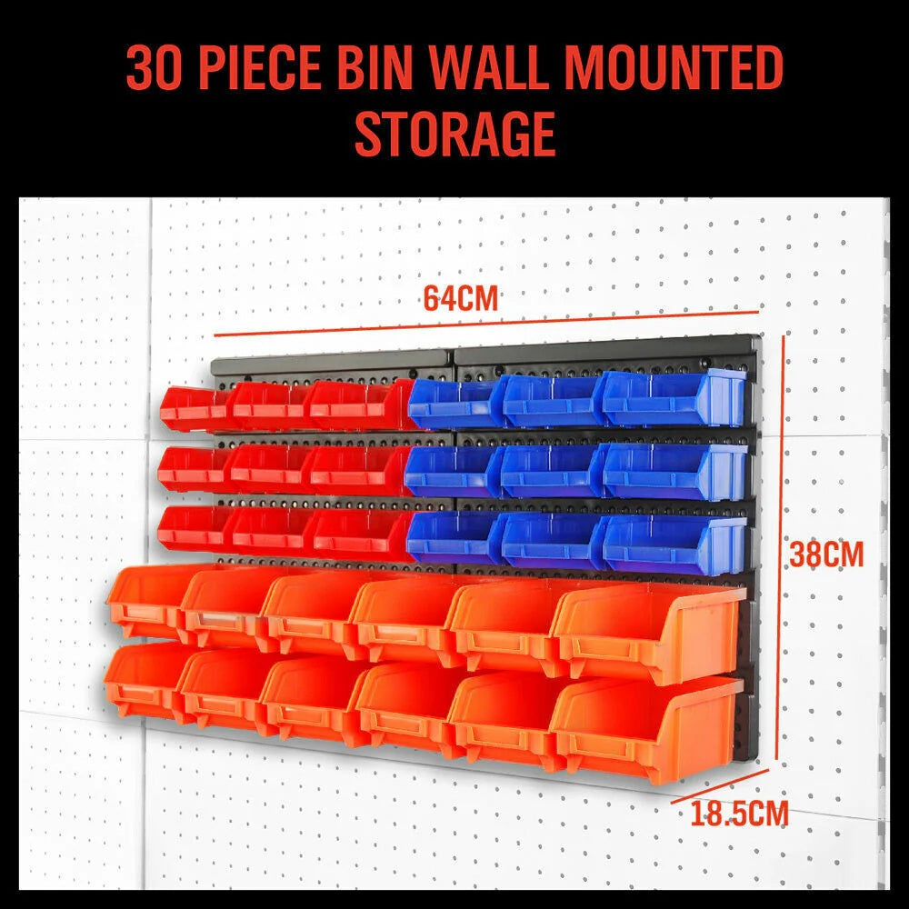 30 Storage Bin Rack - Wall Mounted