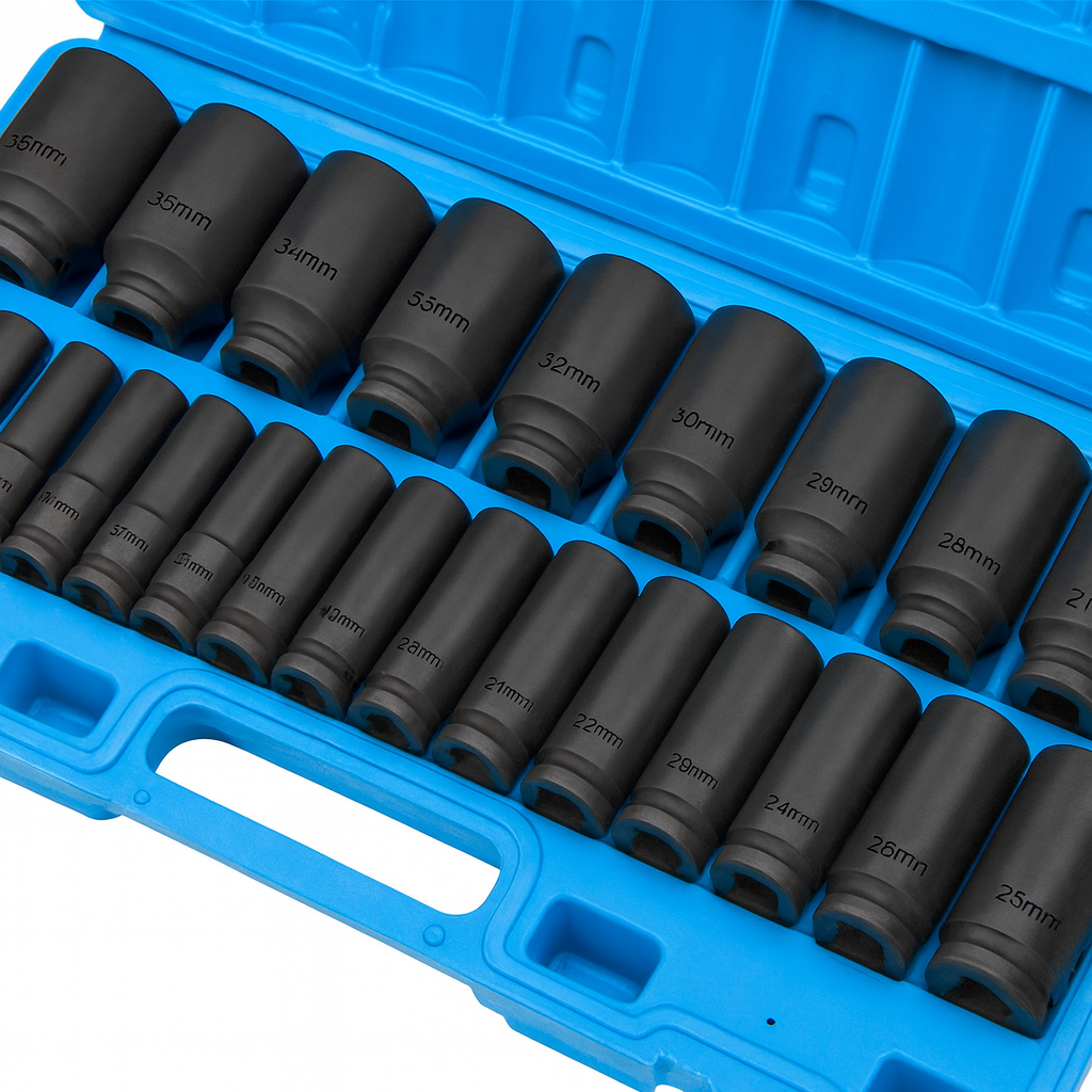1/2 Inch Drive 26 Piece Metric Comprehensive Impact Deep Socket Set 10 - 36mm 26 Piece