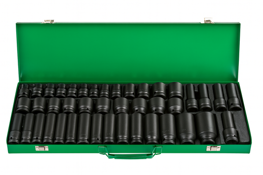 1/2 Inch Drive 10 Piece Comprehensive Standard and Impact Deep Socket Set 8 - 32mm