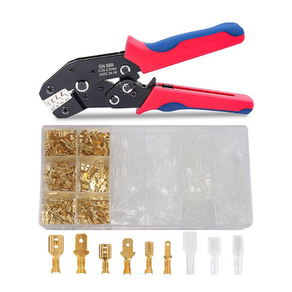 Electrical Spade Terminal Crimping Tool Set - 600 Piece