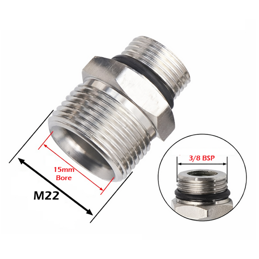 Pressure Washer Fitting Adapter M22 - 3/8 Inch BSP