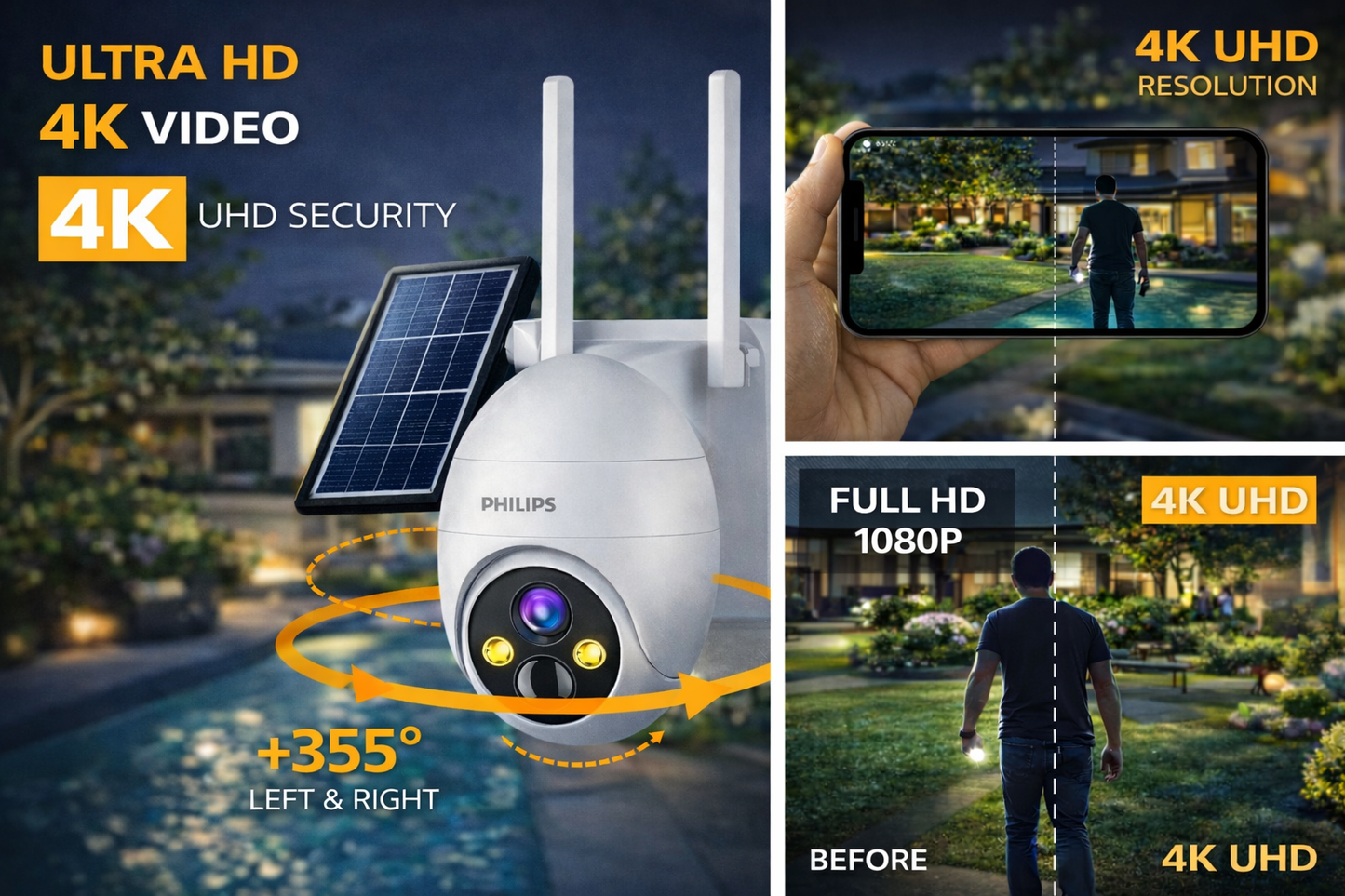 Philips 4K Solar Powered Outdoor Wireless CCTV Camera
