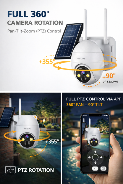 Philips 4K Solar Powered Outdoor Wireless CCTV Camera