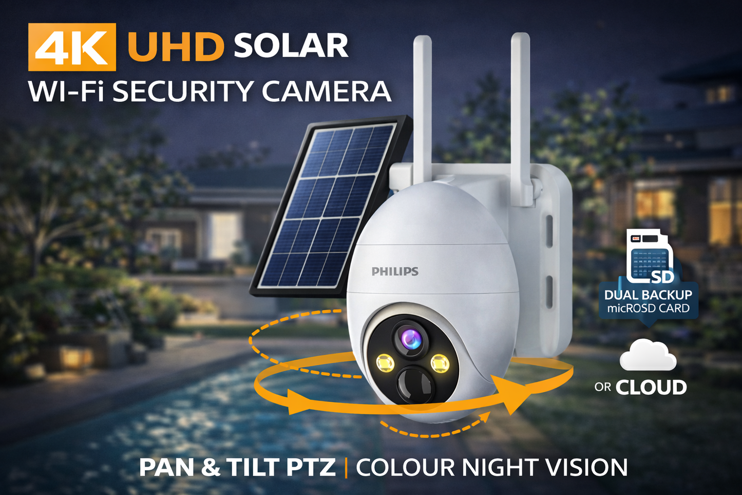 Philips 4K Solar Powered Outdoor Wireless CCTV Camera