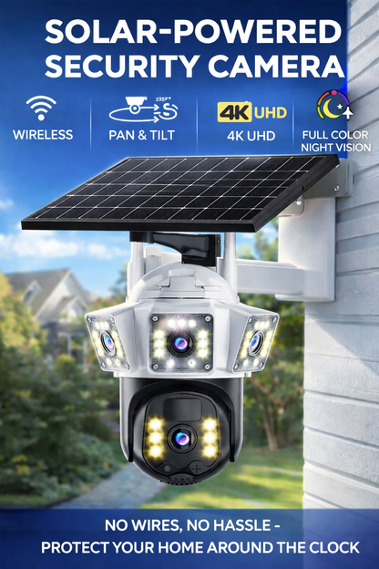 4K Triple-View Solar Powered Outdoor Wireless CCTV Camera