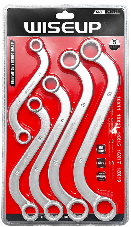 WISEUP S-Type Metric Double Ring Spanner Set - 5 Piece