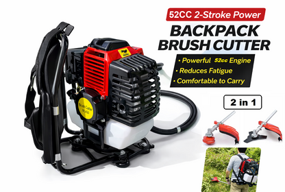 52cc 2-Stroke Petrol Backpack Line Trimmer 2-in-1