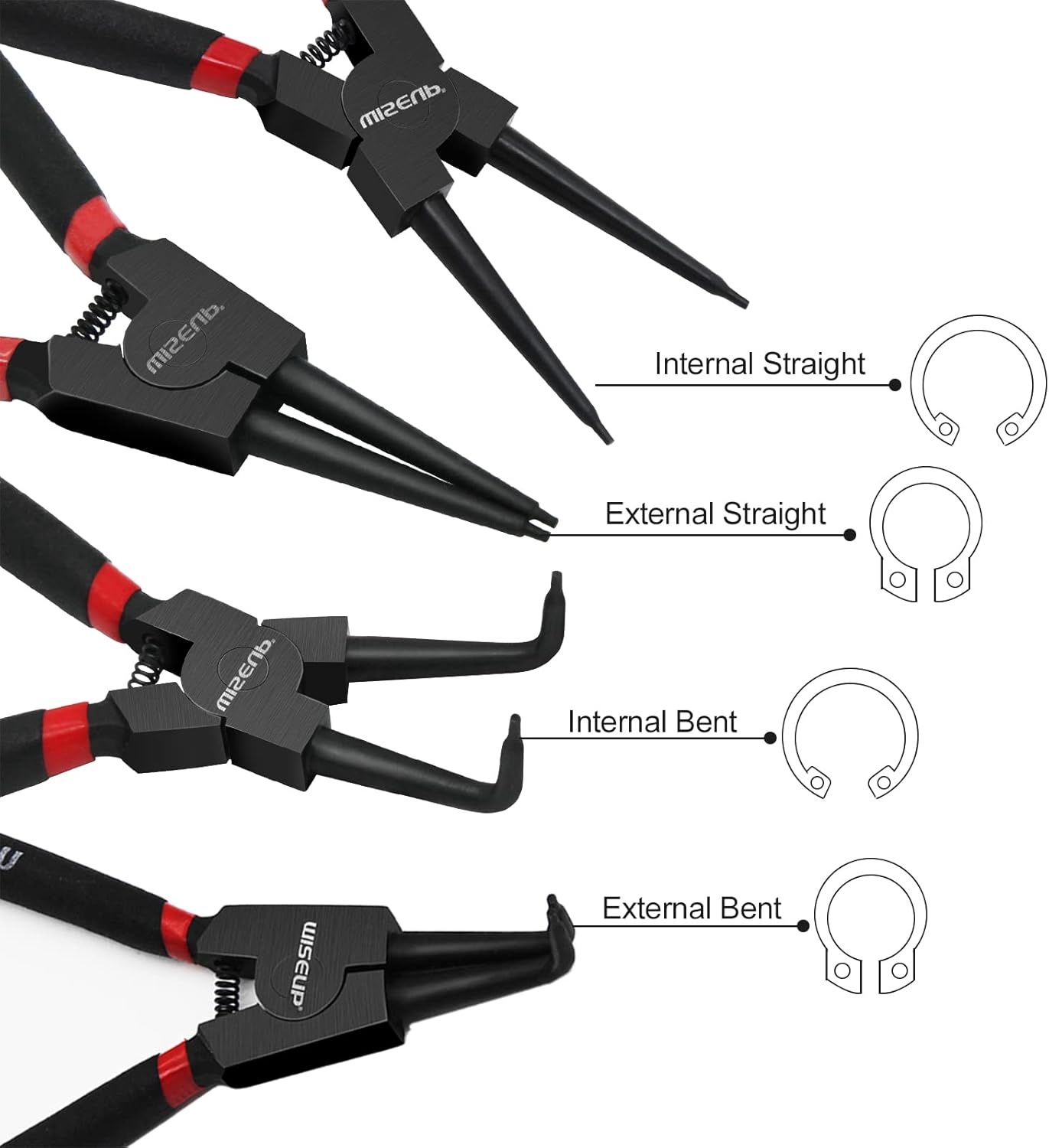 WISEUP Circlip Snap Ring Pliers Set