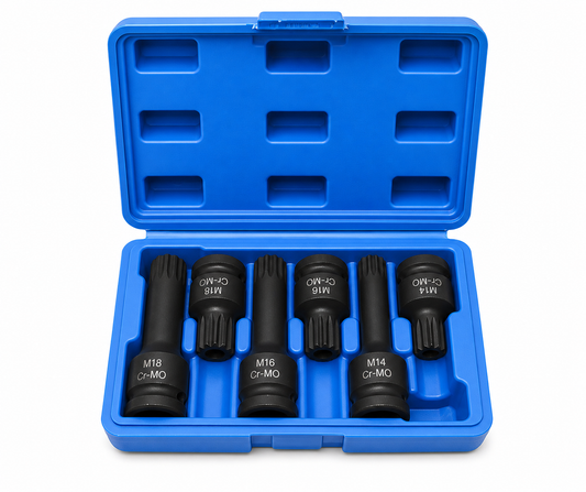 Multi Spline Impact Bit Socket Set 1/2 Inch Drive - 6 Piece