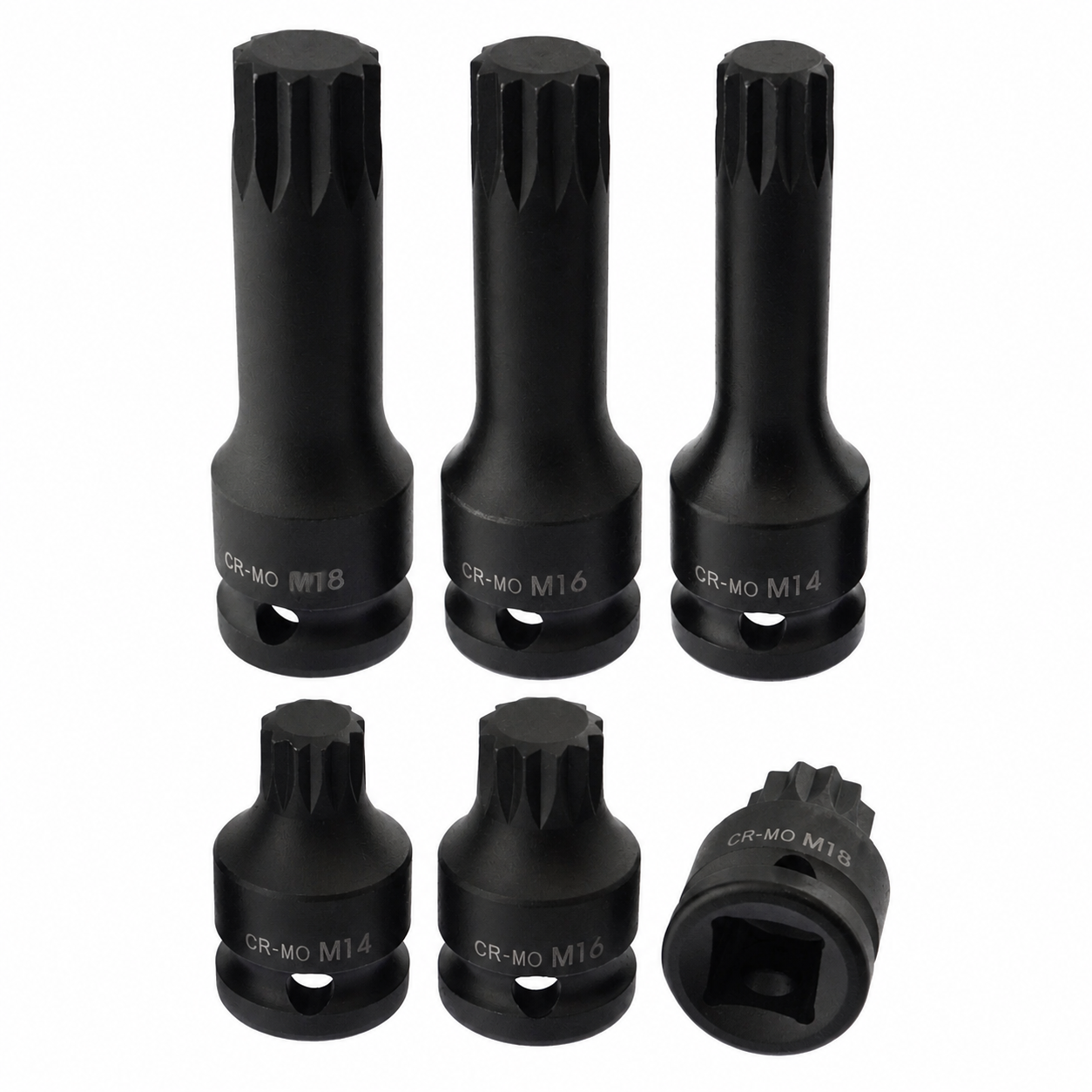 Multi Spline Impact Bit Socket Set 1/2 Inch Drive - 6 Piece