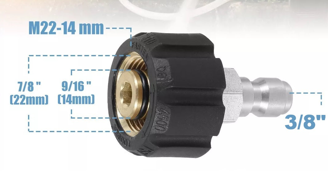 Pressure Washer Fitting Adapter M22 - 3/8 Inch Quick Connect