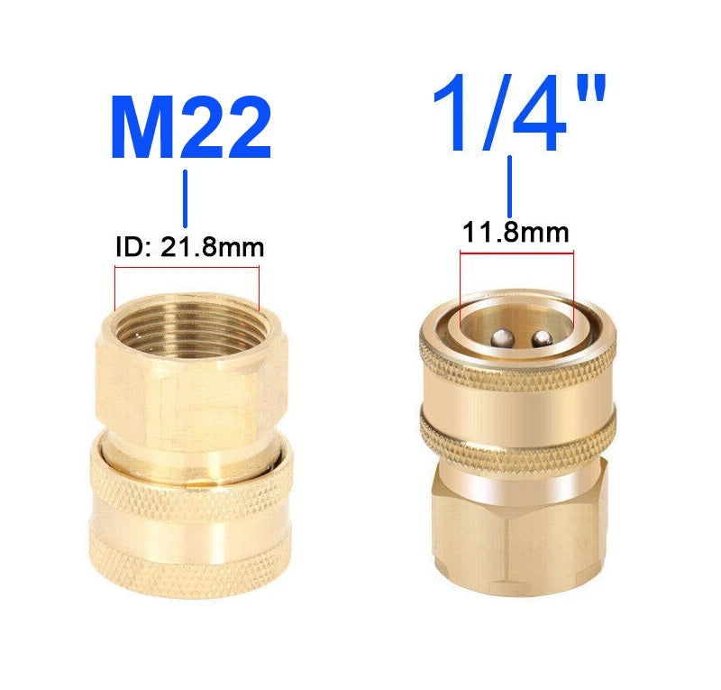 Pressure Washer Fitting Adapter Set M22 - 1/4 Inch Quick Connect