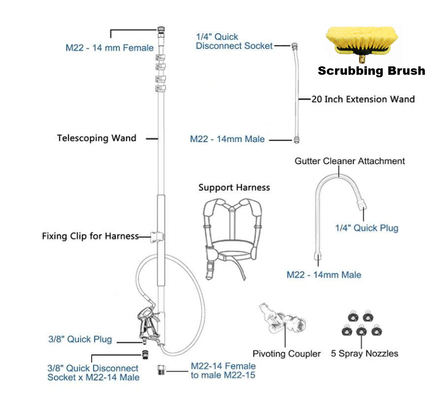 6.4m Pressure Washer Telescopic Wand Attachment