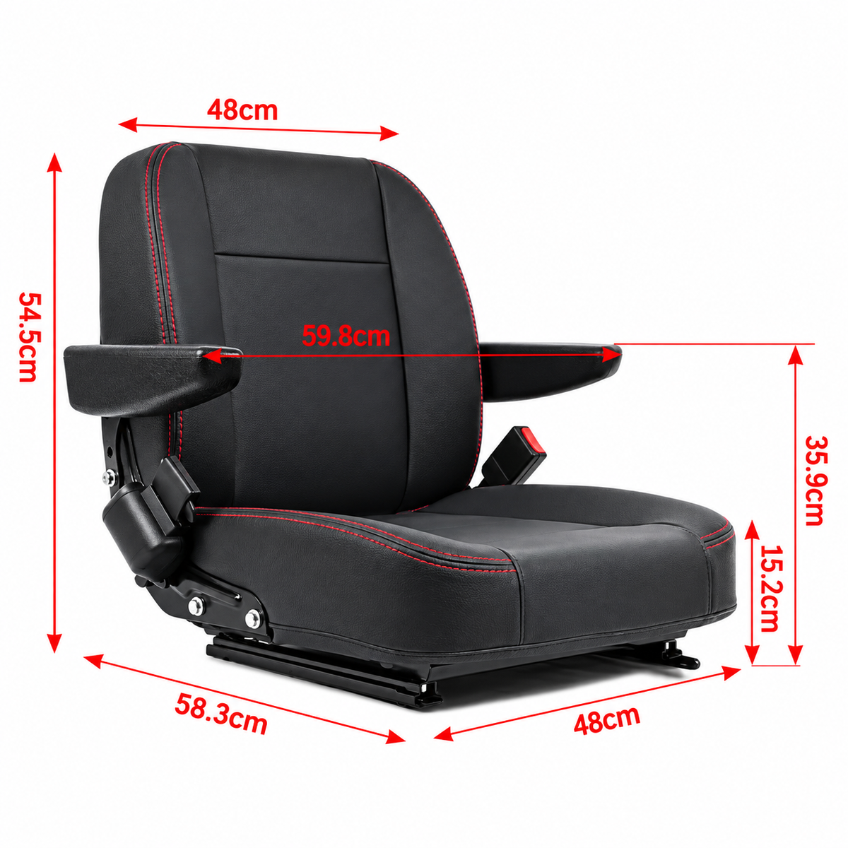 Forklift and Ride On Mower Seat With Armrests and Seatbelt