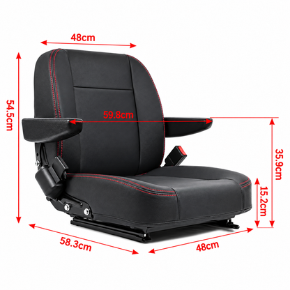 Forklift and Ride On Mower Seat With Armrests and Seatbelt
