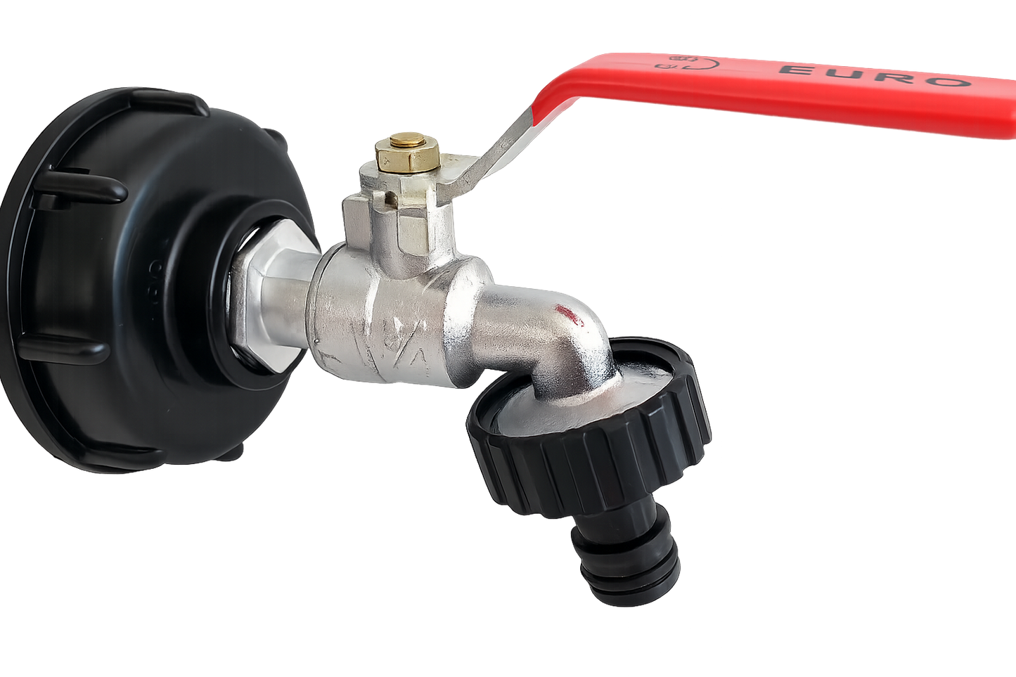 Alloy IBC Garden Hose Tank Adapter with On/Off Valve