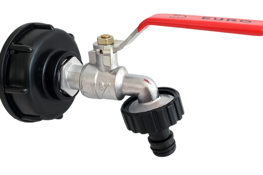 Alloy IBC Garden Hose Tank Adapter with On/Off Valve