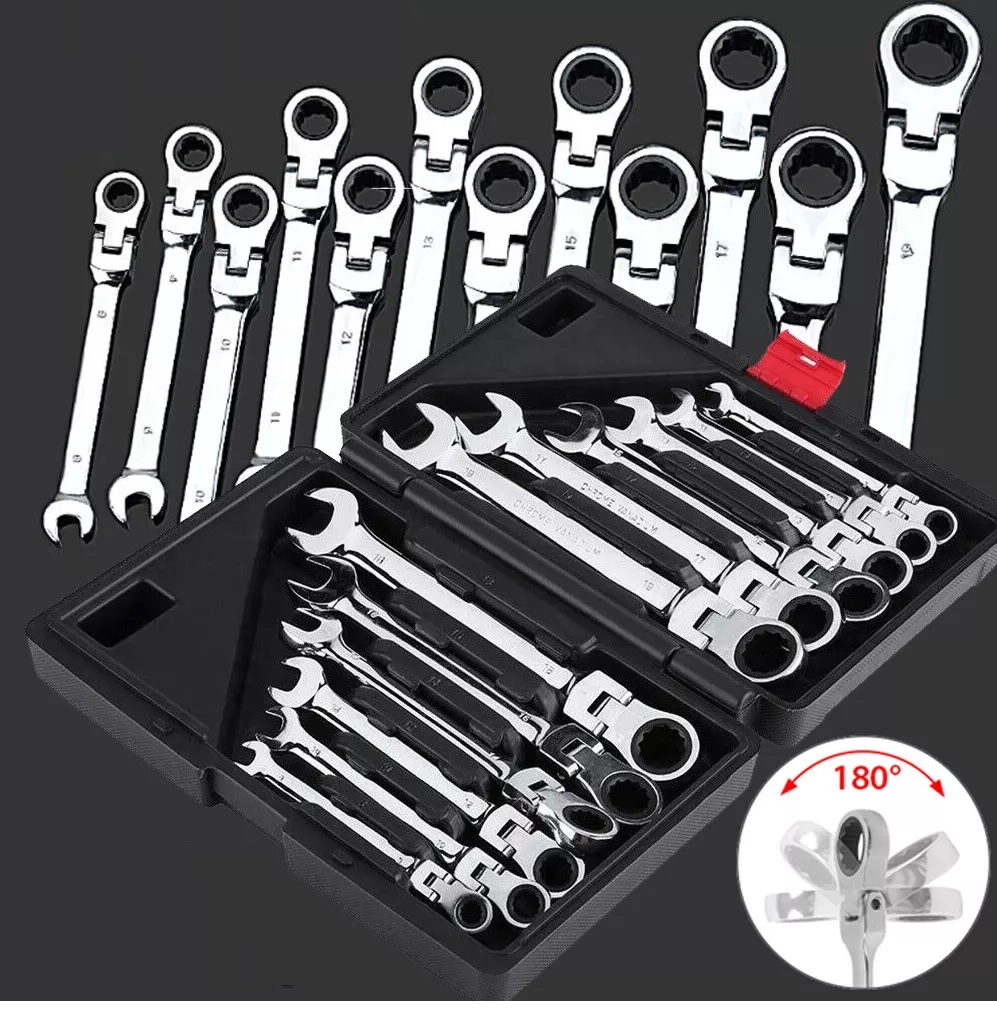 Metric Flexi Head Ratchet Spanner Set - 12 Piece
