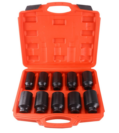 1/2 Inch Drive 10 Piece Comprehensive Impact Deep Socket Set 27 - 41mm