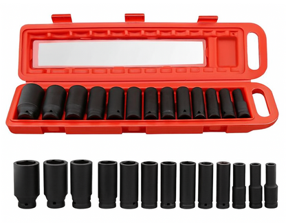 1/2 Inch Drive 13 Piece Metric Impact Deep Socket Set 10 - 32mm