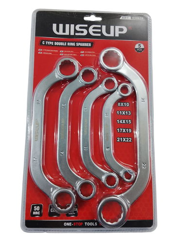 WISEUP C-Type Half Moon Metric Double Ring Spanner Set - 5 Piece